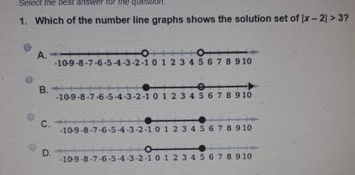 Which of the number line graphs shows the soulution set of |x-2| &gt; 3?