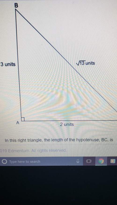 In this right triangle the length of the hypotenuse, bc, is