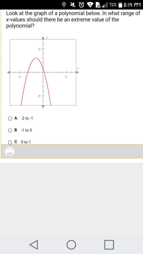 Look at the graph of a polynomial below. in what range of x-values should there be an extreme value