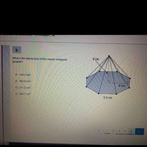 Asap what is the lateral area of this regular octagonal pyramid? ? explain your answer if you can p