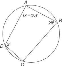 1. quadrilateral abcd  is inscribed in a circle. what is the measure of angle a?