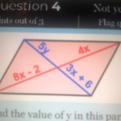 Find the the value f y in the parallelogram.  a.2 b. 1.5 c. 0.5 d. 7.5