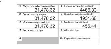 Part of a w-2 is shown.  how much federal income tax was withheld?  $31,478,32 $44