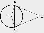 Given ab and bc are tangents of the circle with center at d and ðadc is 110°. what is ðabc?