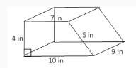 15+ points for best answer!  calculate the volume of the right trapezoidal prism.