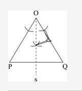 Meg constructed triangle poq and then used a compass and straightedge to accurately construct line s