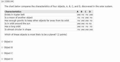 Which of these objects is most likely to be a planet? (2 points) object a