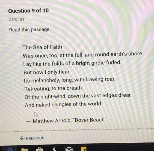 Which word from this passage of matthew arnold's "dover beach" makes the mood of the poem sad