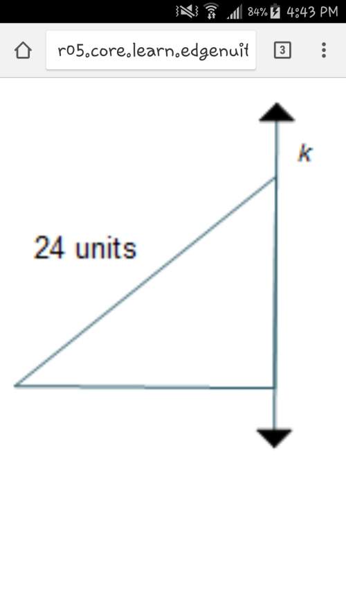 The isosceles triangle shown is rotated about line k. the perimeter of the triangle is 58 units.