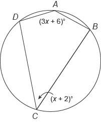 Quadrilateral abcd  is inscribed in a circle. what is the measure of angle a?