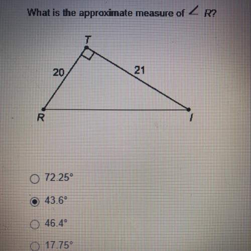 What is the approximate measure of angle r? just making sure if i'm correct! explain