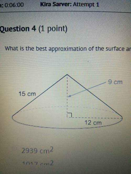 What is the best approximation of the surface area of this right cone