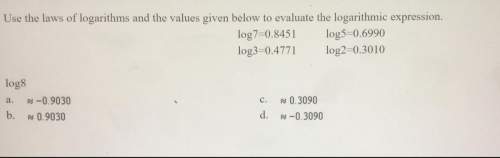 Use the laws of logarithms and the values given below to evaluate the logarithmic expression (pictur