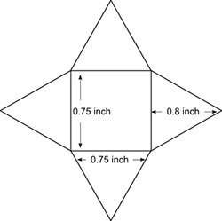 What is the surface area of the figure?  0.5625 square inch 0.7625 square inch