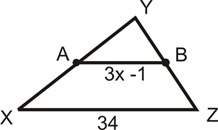 If ab is the midsegment, find the value of x. show your work.