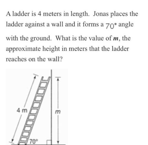 Aladder is 4 meters in length. jonas places the ladder against a wall and it forms a 70 degree angle