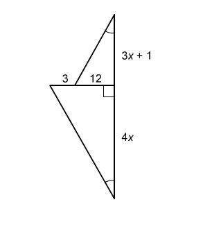 Explain how to solve this problem.  "the two triangles are similar. what is the value of