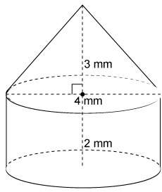 The figure is made up of a cone and a cylinder. to the nearest whole number, what is the approximate