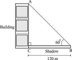 The length of the shadow of a building is 120 meters, as shown below:  the shadow of a