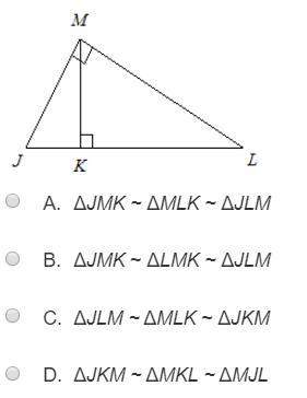 First to answer gets brainliest what similarity statement can you write relating the three tri