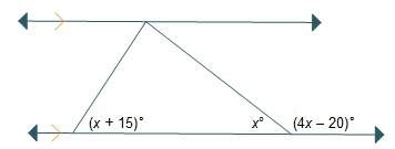 What is the value of x?  x = 32 x = 36 x = 37 x = 40