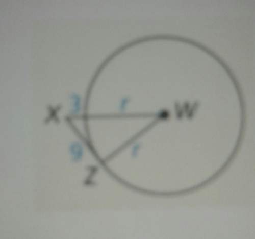 Point z is a point of tangency. find the value of r