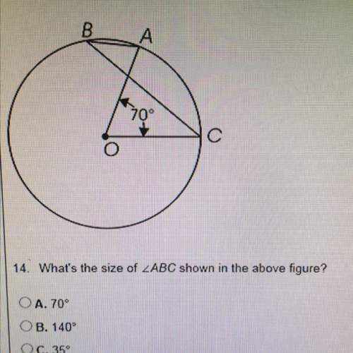 What's the size of abc shown in the above figure?  a. 70 b. 140 c. 35 d. 20