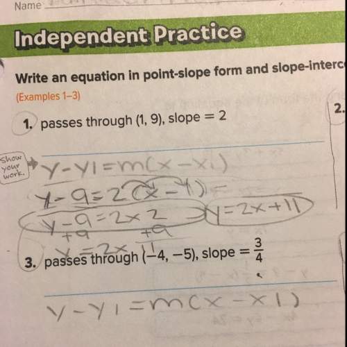 Is this correct? i had to write an equation in point-slope form and slope-intercept form for each l