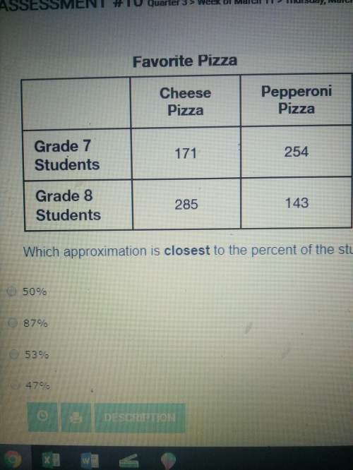 The table below shows the number of grade 7 and grade 8 students who chose cheese pizza or pepperoni