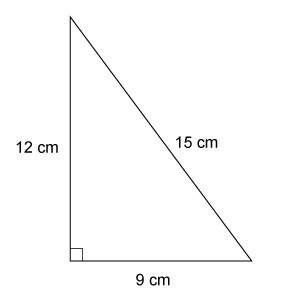 What is the area of this triangle? a=bh2  54 cm² 90 cm² 108 m²&lt;