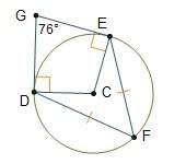 Points d, e, and f are on circle c and ef ≅ df. what is the measure of ∠cdf?  14°&lt;