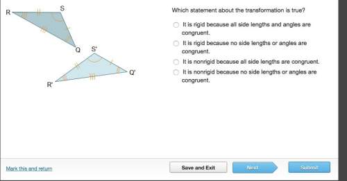 Which statement about the transformation is true? (see image) it is rigid because all s