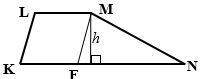 Given : klmn is a trapezoid kf=1, mf || lk, altitude - h area of klmf = are