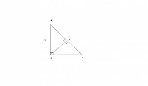 In triangle △abc, ∠abc=90°, bh is an altitude. find the missing lengths. ab=9, and ac=12, find hc.