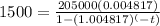 1500=\frac{205000(0.004817)}{1-(1.004817)^(-t)}