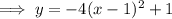 \implies y=-4(x-1)^2+1
