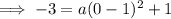 \implies -3=a(0-1)^2+1