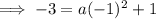 \implies -3=a(-1)^2+1