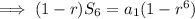 \implies(1-r)S_6=a_1(1-r^6)