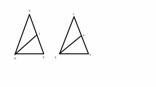 Given:  △koe∼△lsv, ot and sp are angle bisectors prove:  ot/te = sp/pv