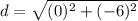 d=\sqrt{(0)^{2}+(-6)^{2}}