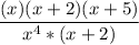 \dfrac{(x)(x + 2)(x + 5)}{x^4*(x + 2)}