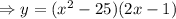 \Rightarrow y=(x^2-25)(2x-1)