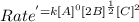 Rate^'=k[A]^0[2B]^\frac{1}{2}[C]^2