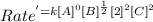 Rate^'=k[A]^0[B]^\frac{1}{2}[2]^2[C]^2