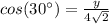 cos(30\°)=\frac{y}{4\sqrt{2}}