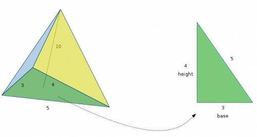 What is the volume of a right prism w/ a triangular base w/ sides of 3,4 and 5 w/ a height of 10?