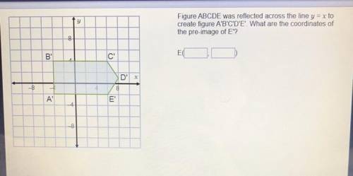 Figure abcde was reflected across the line y=x to create figure a’b’c’d’e’.what are the coordinates