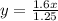 y = \frac{1.6x}{1.25}