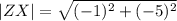 |ZX|=\sqrt{(-1)^2+(-5)^2}